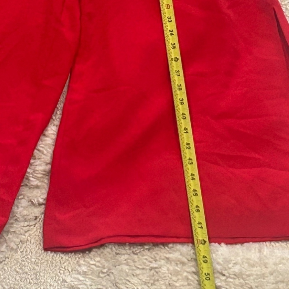 Amanda Uprichard Red Allora Dress Jumpsuit V-neck Petite Fitted Bodice Wide Leg - Picture 11 of 12